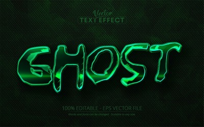 Ghost - Bewerkbaar teksteffect in groene kleur, letterstijl, grafische illustratie