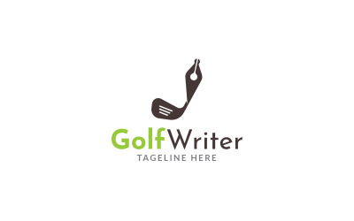 Modèle de conception de logo d&amp;#39;écrivain de golf