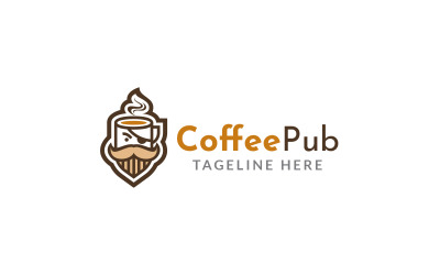 Modèle de conception de logo de pub de café