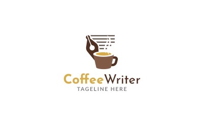 Modelo de design de logotipo para escritor de café