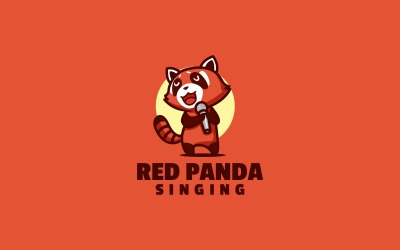 Rode Panda Zingen Cartoon Logo