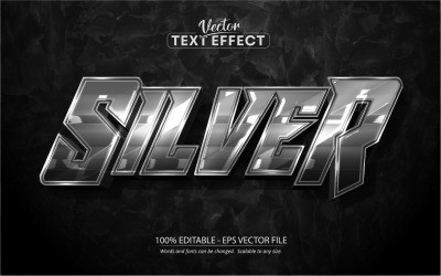 Argento - Effetto di testo modificabile in stile metallico, stile del carattere, illustrazione grafica