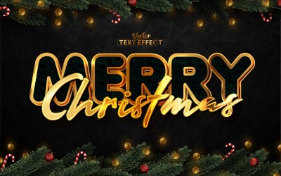 Buon Natale - Sfondo scuro, effetto testo modificabile, stile carattere, illustrazione grafica