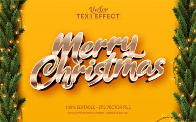 Buon Natale - Stile oro realistico, effetto testo modificabile, stile carattere, illustrazione grafica
