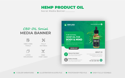 Cbd Öl Hanf Cannabis Produkt Social Media Post Banner Vorlage