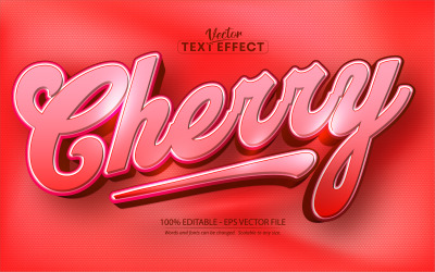 Cherry - tecknad stil, redigerbar texteffekt, teckensnittsstil, grafikillustration