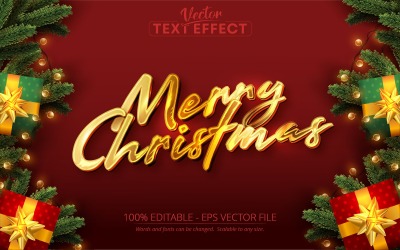 God jul - glänsande gyllene stil redigerbar texteffekt, teckensnittsstil, grafikillustration