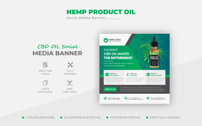 Green Clean Cannabis Hanfprodukt CBD-Öl Social Media Post-Banner