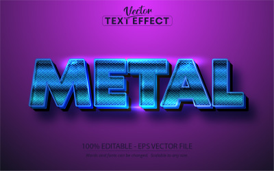 Metal - Efecto de texto editable de color azul, estilo de fuente, ilustración gráfica
