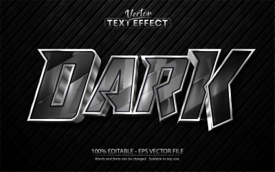 Mörk - Silverstil redigerbar texteffekt, teckensnittsstil, grafikillustration