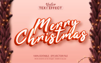 Veselé Vánoce - kreslený styl, upravitelný textový efekt, styl písma, grafická ilustrace
