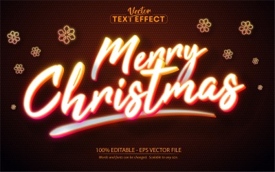 Veselé Vánoce - neonový styl upravitelný textový efekt, styl písma, grafická ilustrace