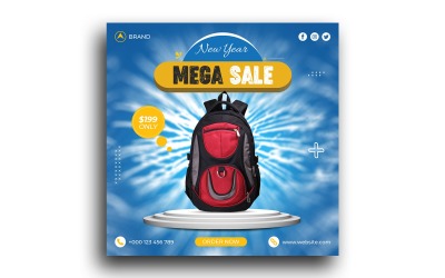 Wyprzedaż toreb Social Media Post New Year Mega Sale Szablon banera post na Instagram