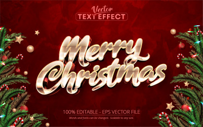 Buon Natale - Colore oro metallizzato, effetto testo modificabile, stile carattere, illustrazione grafica