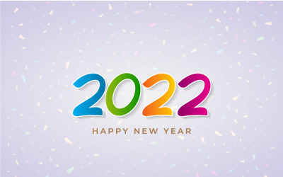 Färgglada gott nytt år 2022 bokstäver på vit bakgrund - bannerdesign