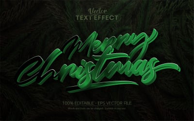 God jul - grön färg, redigerbar texteffekt, teckensnittsstil, grafikillustration