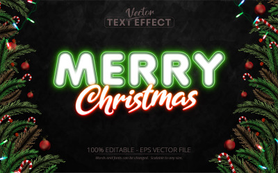 God Jul - Neonstil, redigerbar texteffekt, teckensnittsstil, grafikillustration