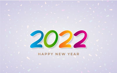 Kolorowy napis szczęśliwego nowego roku 2022 na białym tle - projekt banera