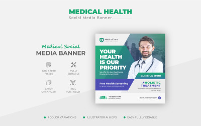 Medical Healthcare Flyer Social Media Post Bannière promotionnelle