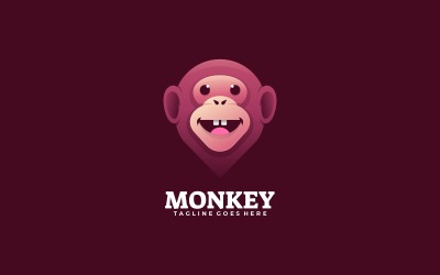 Monkey Head Gradient Logo Style