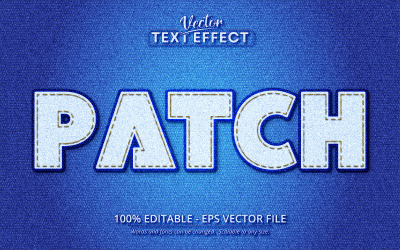 Patch - Estilo de textura de jeans, efeito de texto editável, estilo de fonte, ilustração gráfica