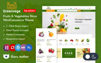 Greenvege – магазин органічних фруктів і овочів Elementor Адаптивна тема WooCommerce