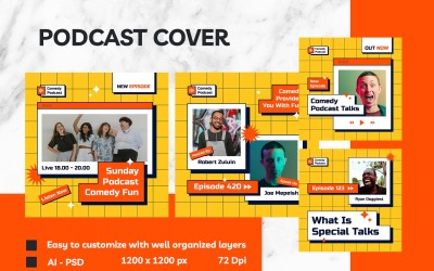 Komedi Podcast Kapak Şablonu