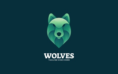 Wolf Head Gradient Logo Template
