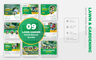 Lawn Garden Care Service Social Media Instagram Post Banner Bundel