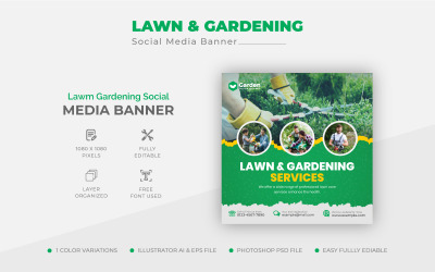 Nature Garden Landscaping Care Service Social Media Post Design Template