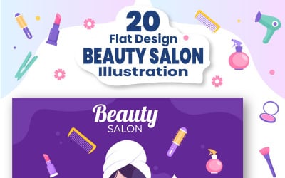 20 Salon piękności Płaska konstrukcja ilustracji