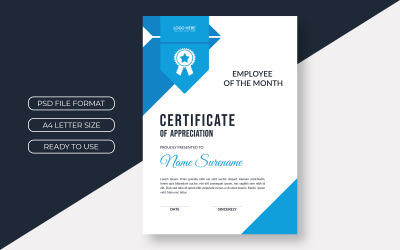 Certificate Layout with Triangle and Blue Elements