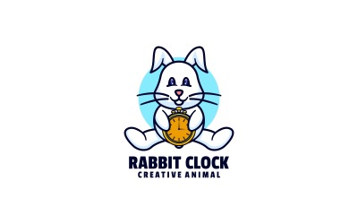 Coniglio orologio semplice logo mascotte