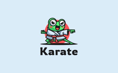 Karate-Frosch-Cartoon-Logo-Stil