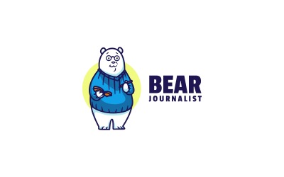 Bear Journalist Cartoon Logo