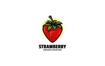 Erdbeere Einfaches Maskottchen-Logo-Stil