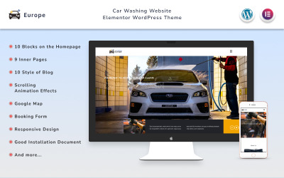Європа - тема для миття автомобілів Elementor WordPress
