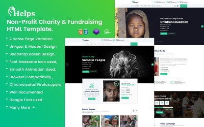 Helps ideella HTML-mall för välgörenhet och insamling