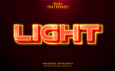Ljus - orange färg neonstil, redigerbar texteffekt, teckensnittsstil, grafikillustration