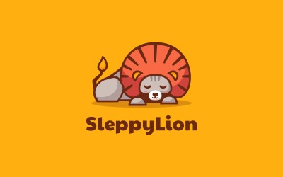 Logo de mascotte simple lion endormi