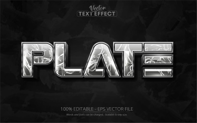 Piastra - Stile metallizzato argento, Effetto testo modificabile, Stile carattere, Illustrazione grafica