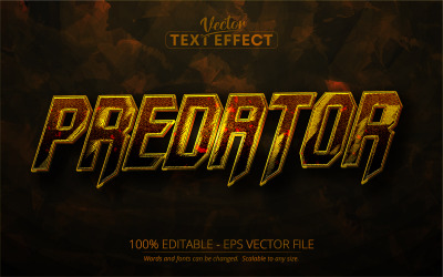 Predator - metallisk stil, redigerbar texteffekt, teckensnittsstil, grafikillustration