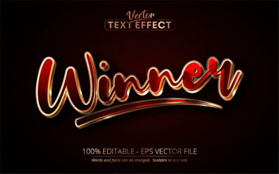 Vinnare - röd och guldstil, redigerbar texteffekt, teckensnittsstil, grafikillustration
