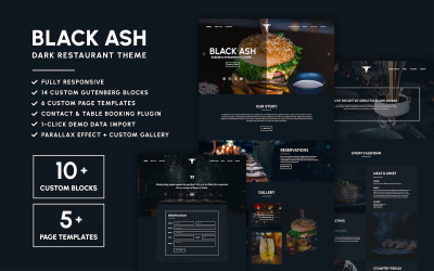 Black Ash - Tema de WordPress para restaurante oscuro