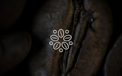 Coffee Bean Logo template. Creative linear flower shape. Abstract Round Minimalistic logo design.