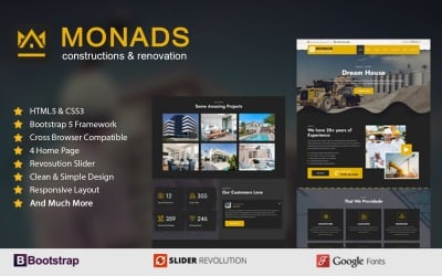 Monads - Constructions &amp;amp; Renovation Responsive HTML Templates