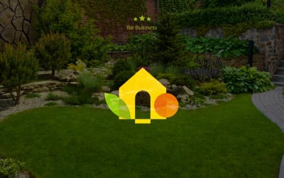 Plantilla de diseño de logotipo de superposición minimalista y de color para jardinería o diseño de paisajes.