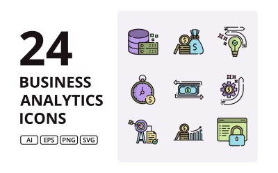 Business Analytics Icons in zwei Variationen