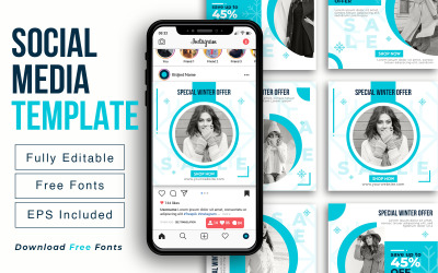 Дизайн публікацій у соціальних мережах для мега-розпродажу або колекція шаблонів дизайну рекламної реклами в Instagram