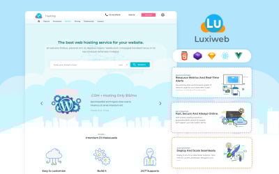 Luxiweb: página de destino de alojamiento y nube con React Vue HTML5